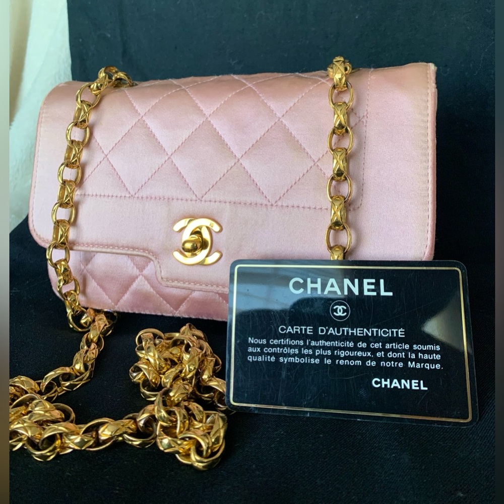 CHANEL Diana 24K Gold Satin Flap Bag Crossbody